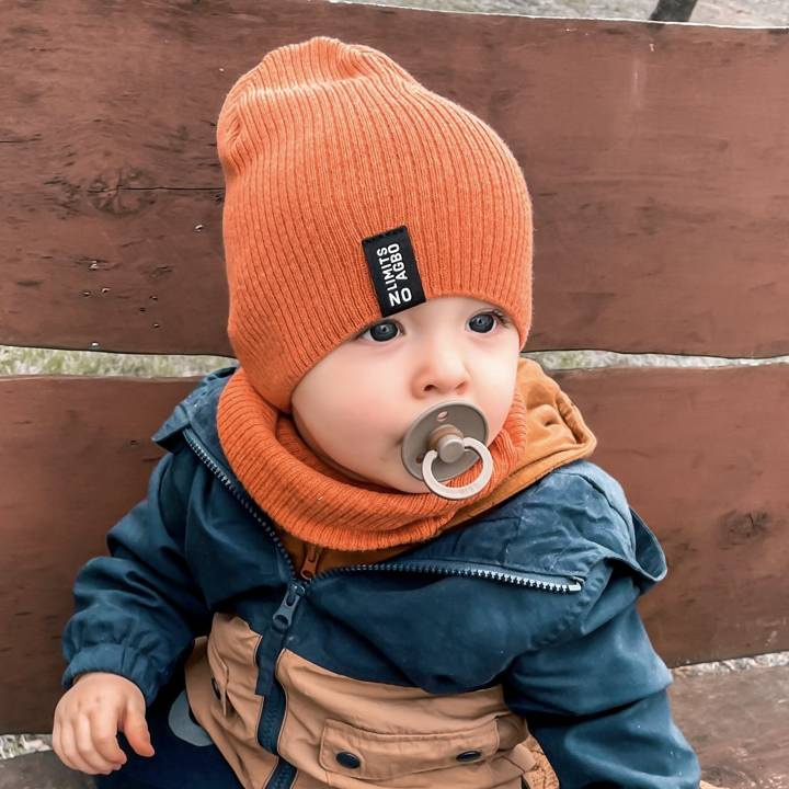Ensemble automne/printemps garçon: bonnet et snood, avec coton, bleu, Tunis