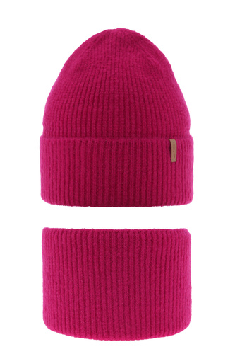 Ensemble d'hiver fille: bonnet et snood, rose, Edila