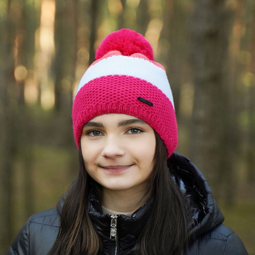 Bonnet d'hiver fille, bleu marine, avec pompon, Naruto