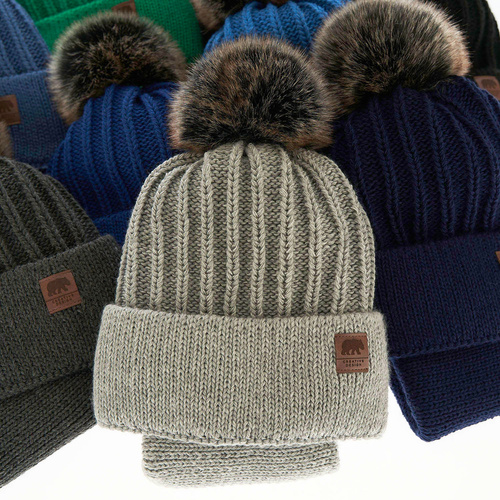 Ensemble d'hiver garçon: bonnet et snood, bleu, avec pompon, Havier