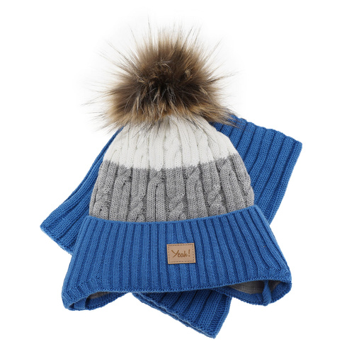 Ensemble d'hiver garçon: bonnet et snood, vert, avec pompon, Maxwell