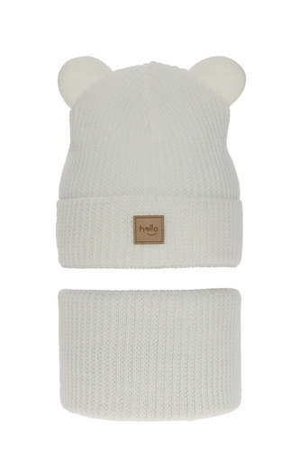 Ensemble d'hiver fille: bonnet et snood, blanc, Harper