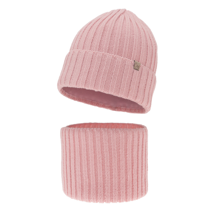 Ensemble d'hiver fille: bonnet et snood, rose, Mitti