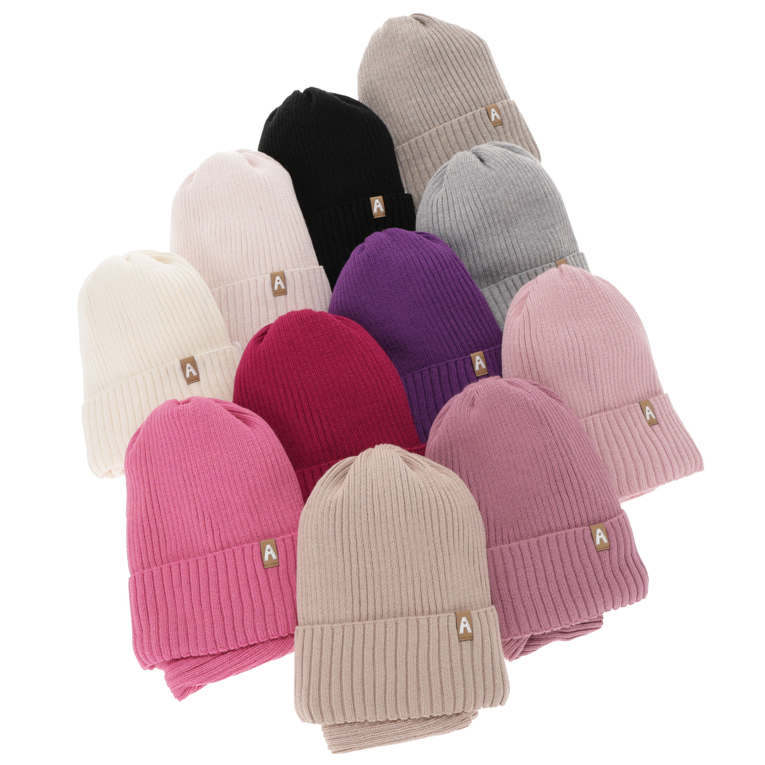 Ensemble d'hiver fille: bonnet et snood, violet, doublé de polaire, avec laine mérinos, Peggy