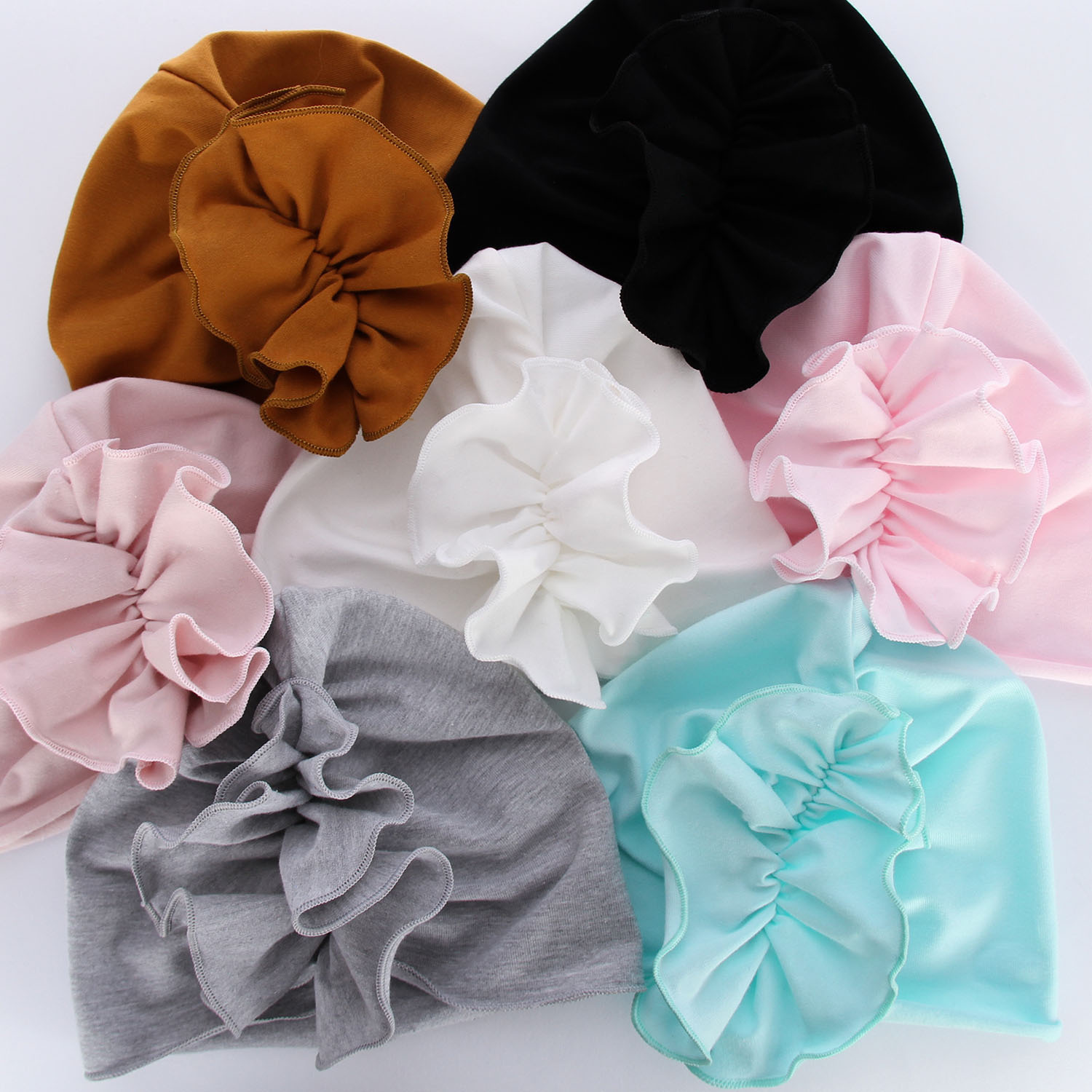 Bonnet automne/printemps fille, noir, en coton, avec fronces, Werka