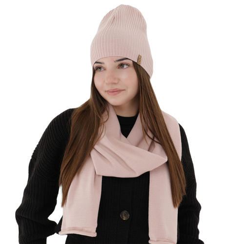 Ensemble d'hiver femme: bonnet et écharpe, rose, Fena