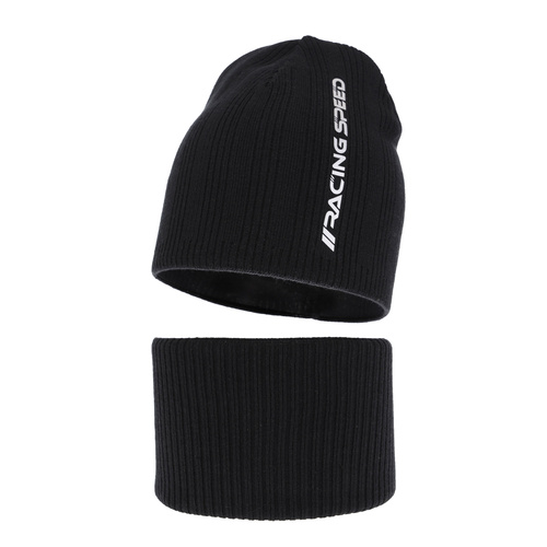 Ensemble automne/printemps garçon: bonnet et snood, avec coton, noir, Kolorado
