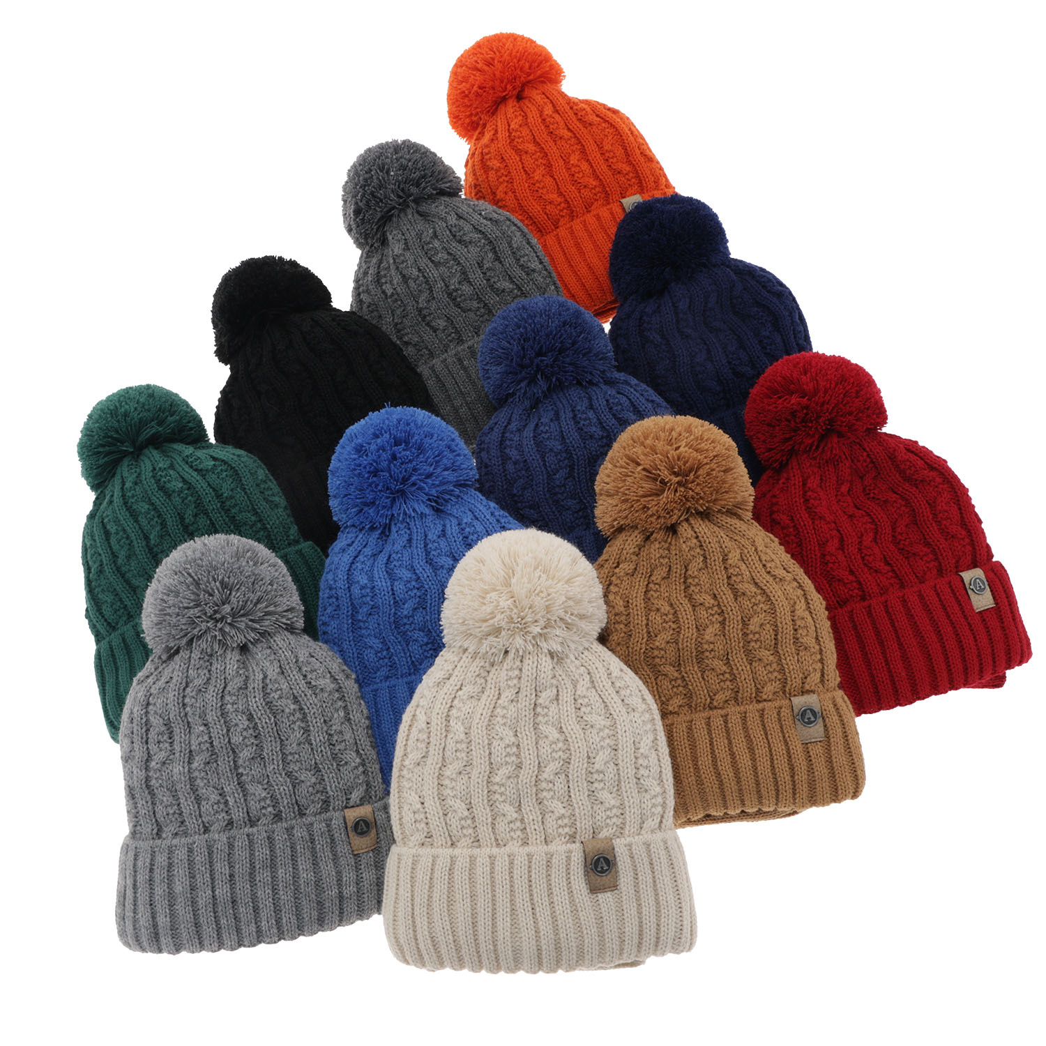 Ensemble d'hiver garçon: bonnet et snood, bleu marine, avec pompon, Almond