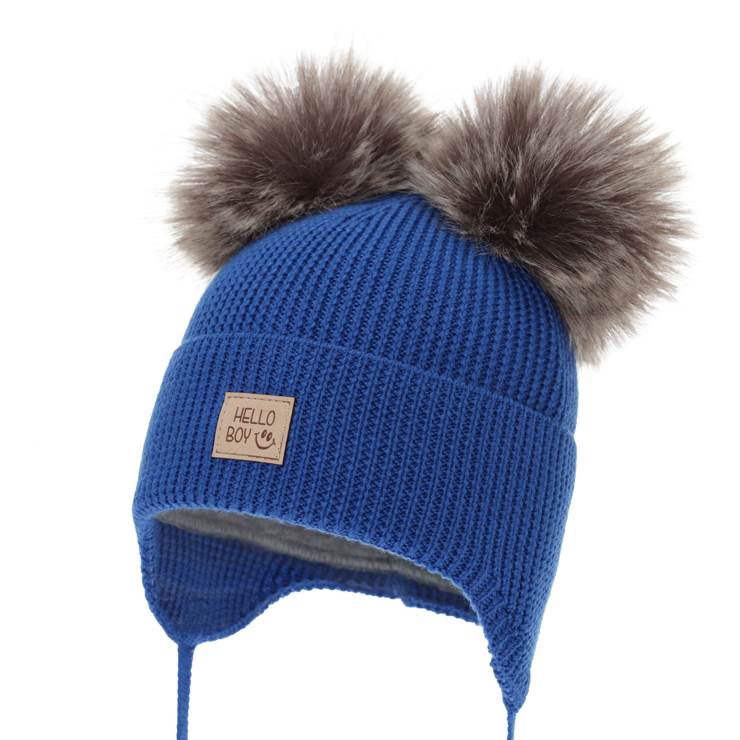 Bonnet d'hiver garçon, bleu, 100% Laine Mérinos, doublé de polaire en laine, Tambor