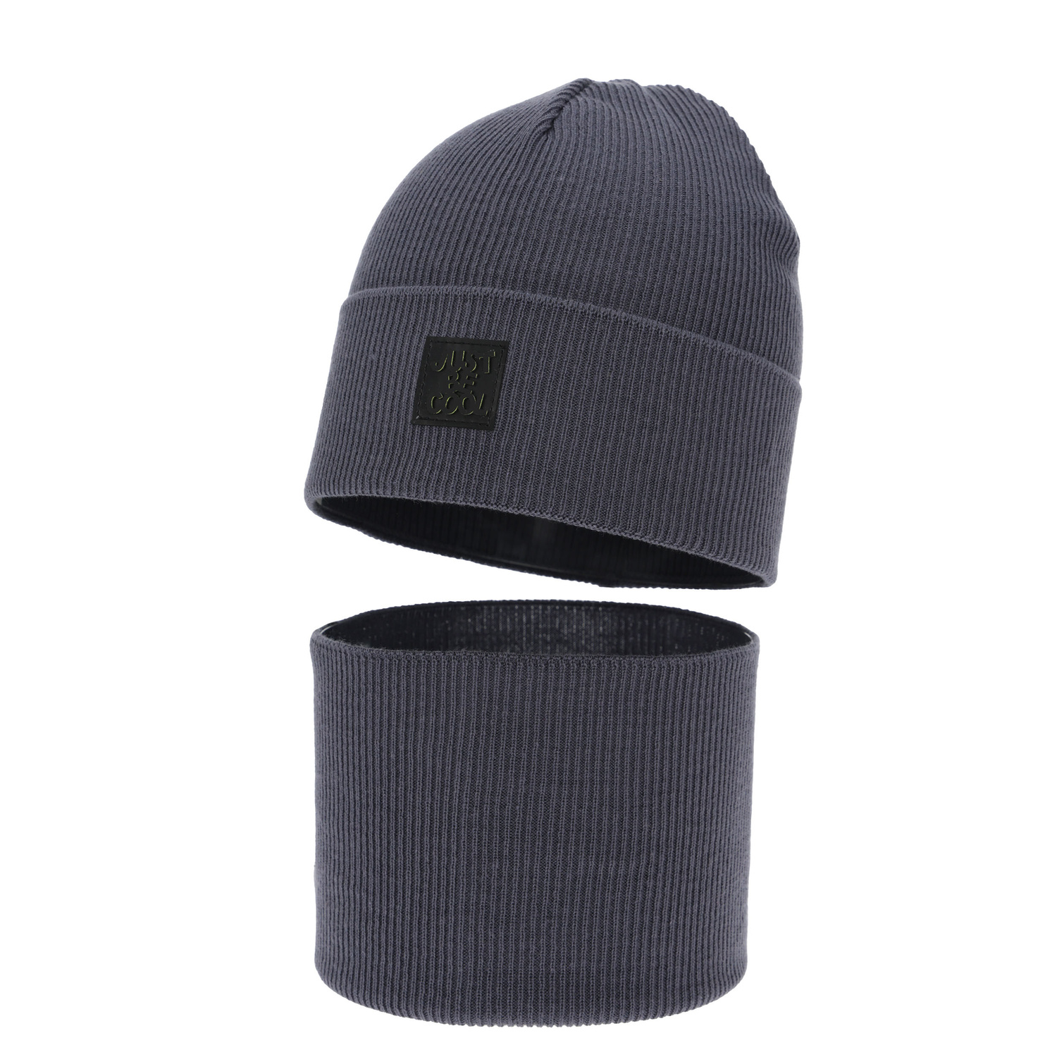 Ensemble automne/printemps garçon: bonnet et snood, avec coton, gris, Jonas