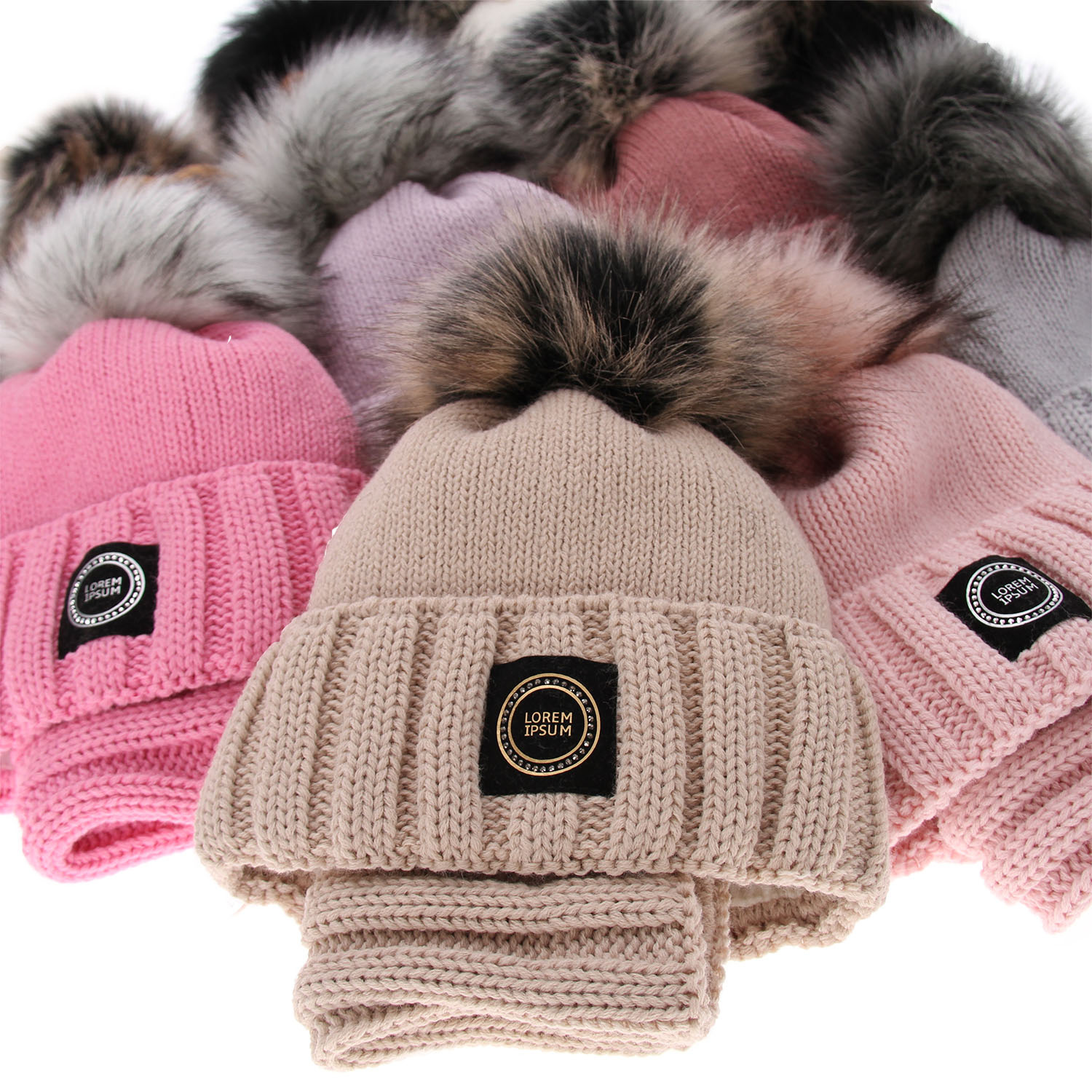 Ensemble d'hiver fille: bonnet et snood, brun, avec pompon, Hendi