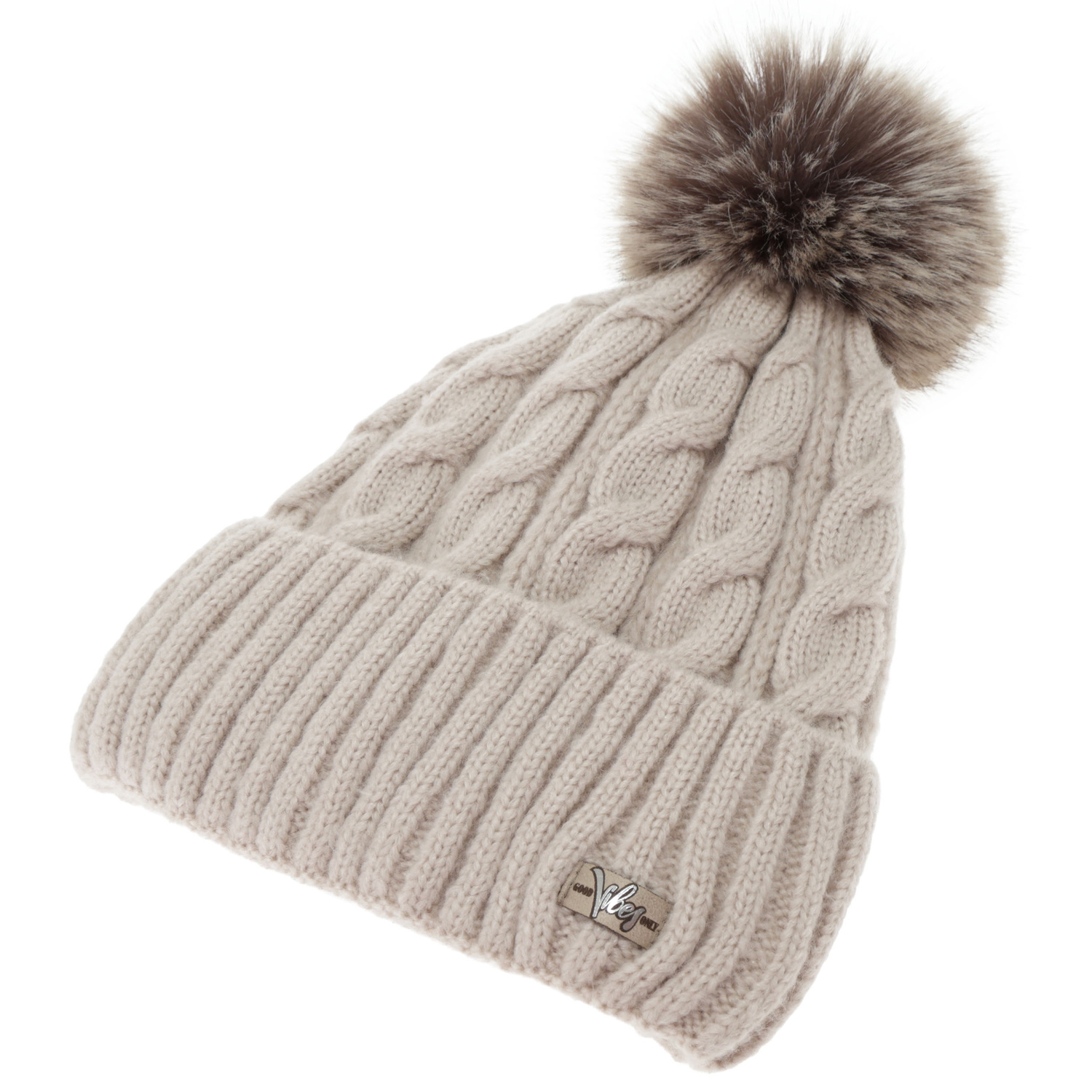 Ensemble d'hiver femme: bonnet et écharpe, crème, Lunetta