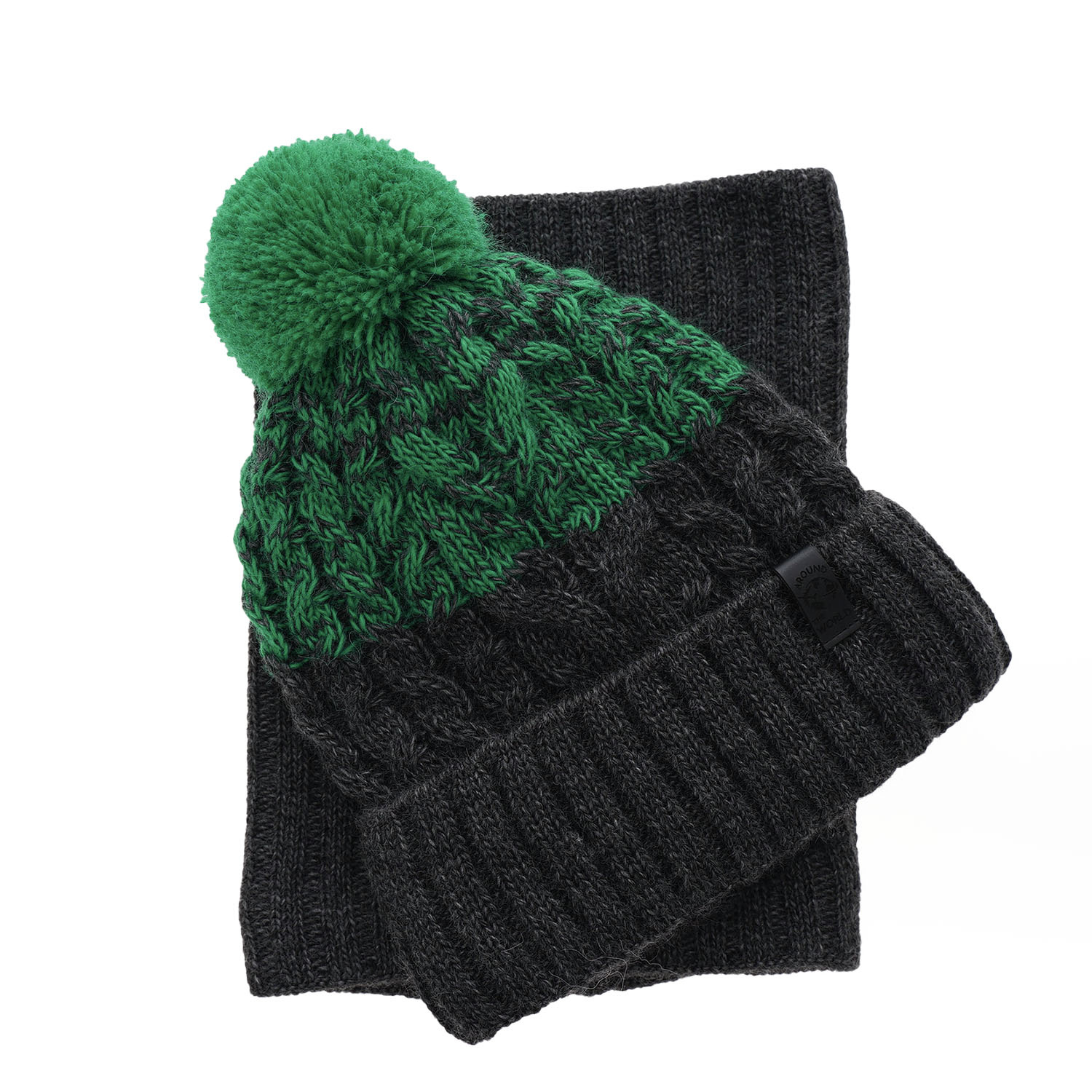 Ensemble d'hiver garçon: bonnet et snood, bleu, avec pompon, Travis