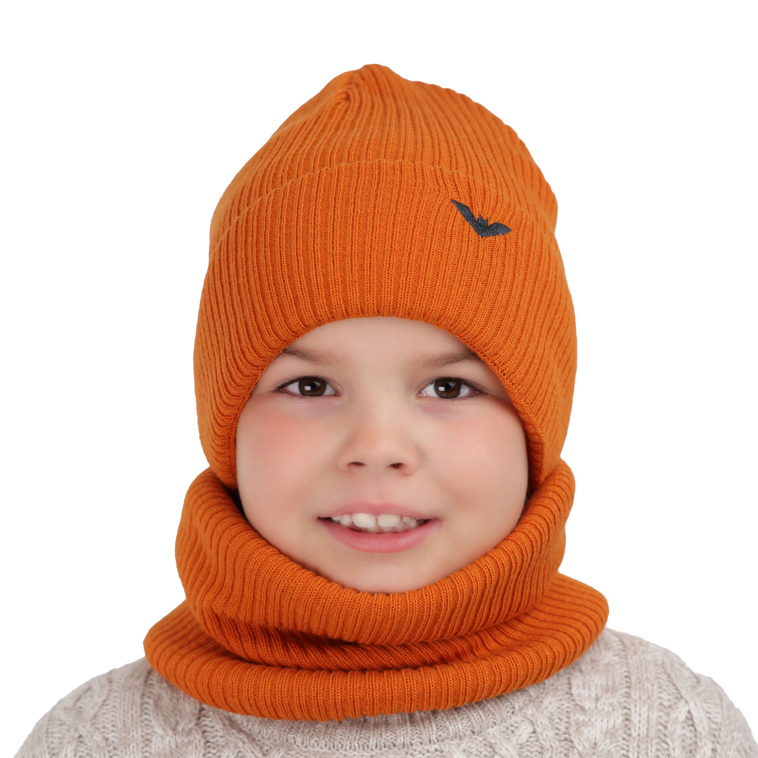 Ensemble d'hiver garçon: bonnet et snood, gris, Romeo