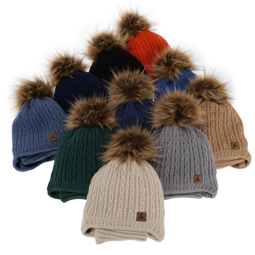 Ensemble d'hiver garçon: bonnet et snood, bleu clair, avec pompon, Pago