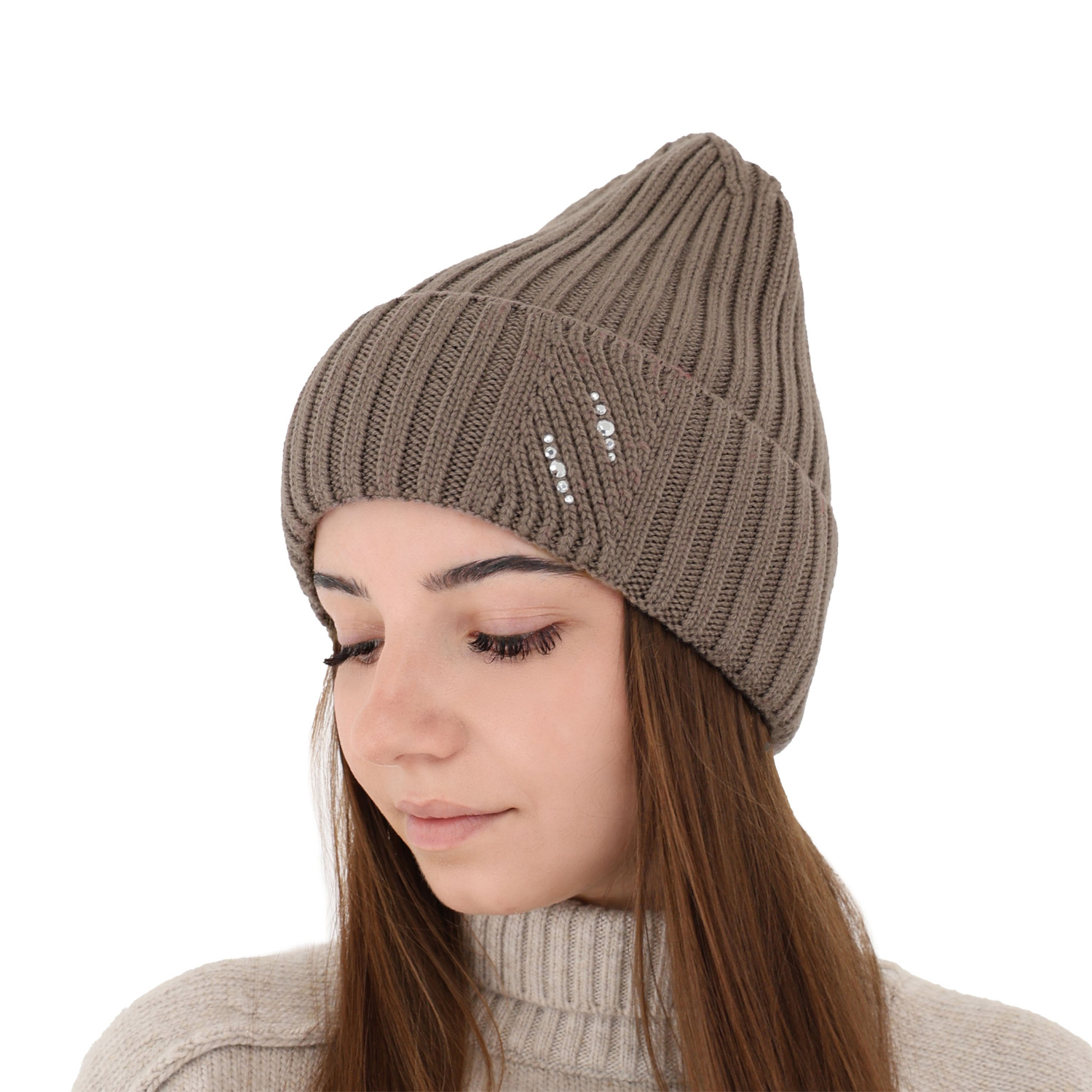 Bonnet d'hiver femme, blanche, avec laine mérinos, Ariga