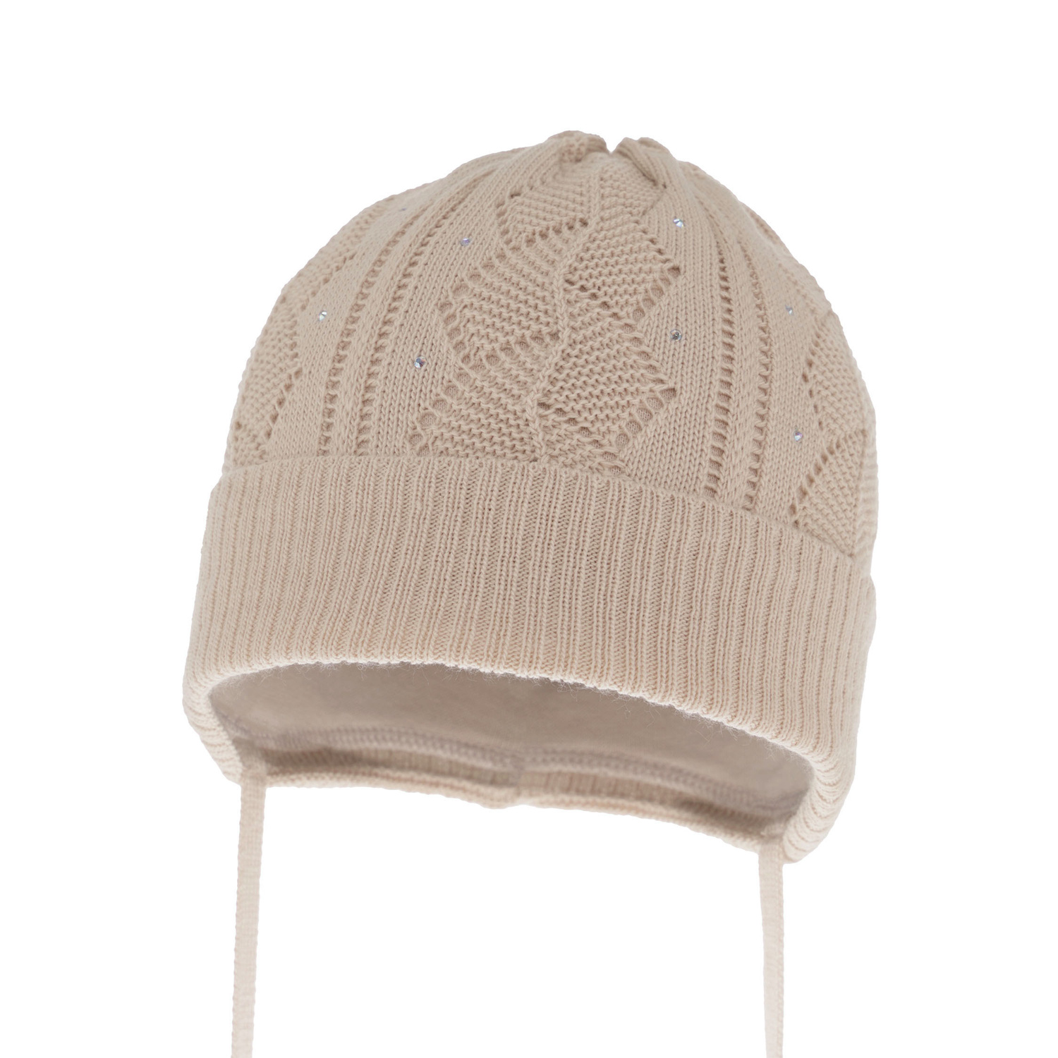 Bonnet automne/printemps fille, beige, avec liens, Marinetta