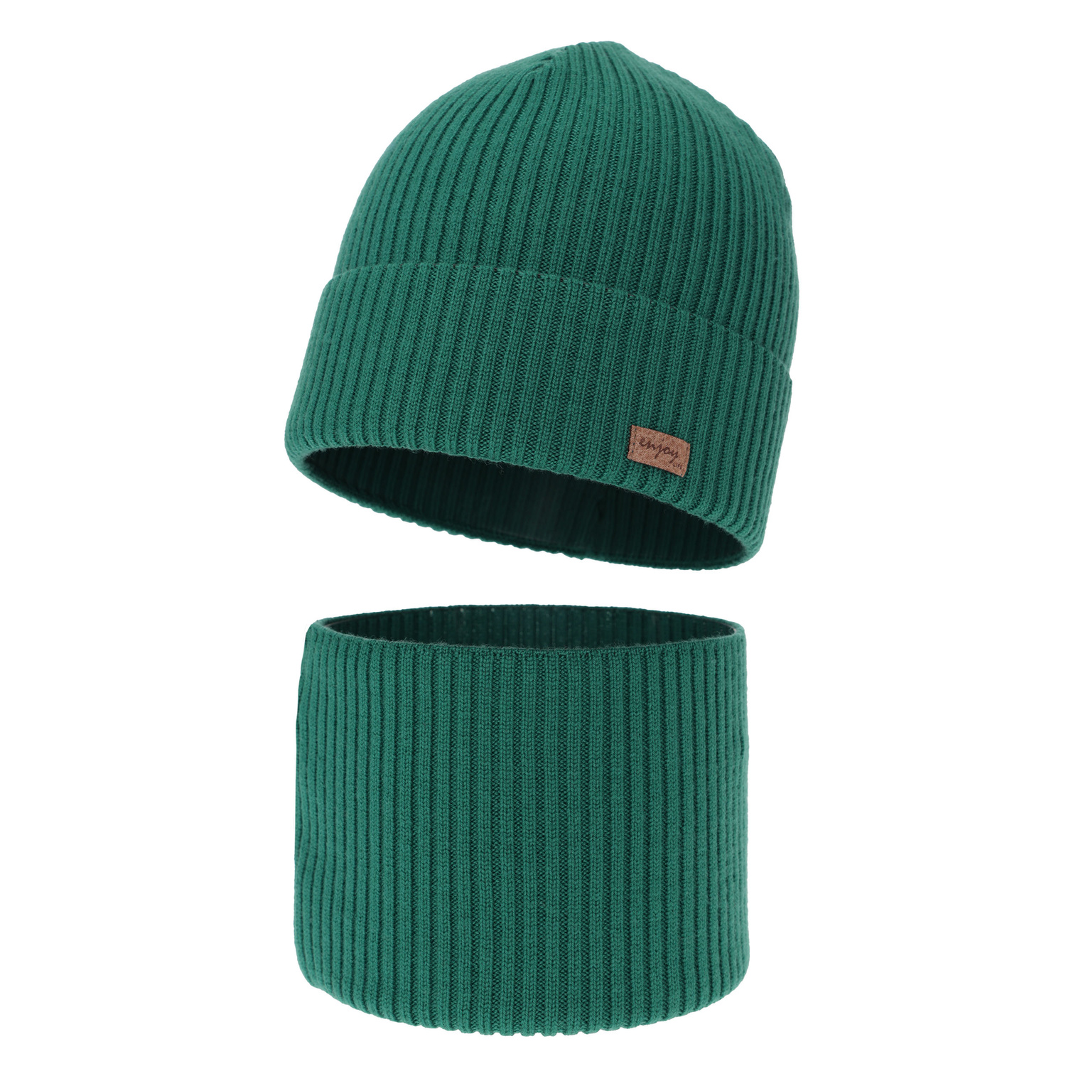 Ensemble automne/printemps garçon: bonnet et snood, 100% Laine Mérinos Extrafine, szmaragdowy, Intro