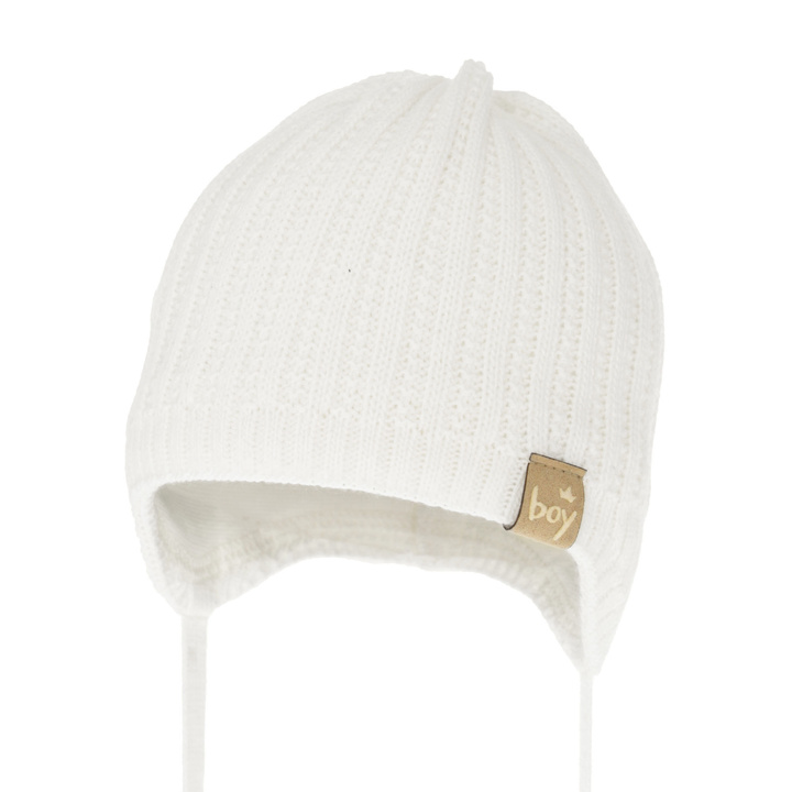 Bonnet automne/printemps garçon, blanc, avec liens, Chico