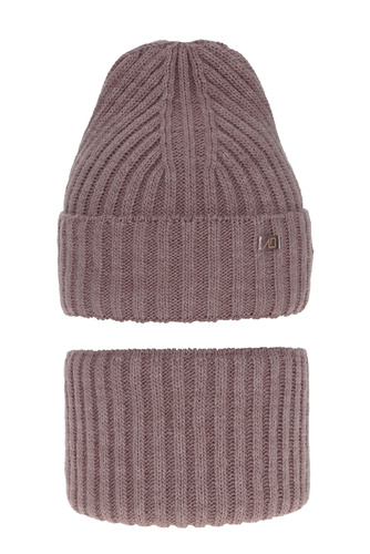 Ensemble d'hiver fille: bonnet et snood, rose, Valentine