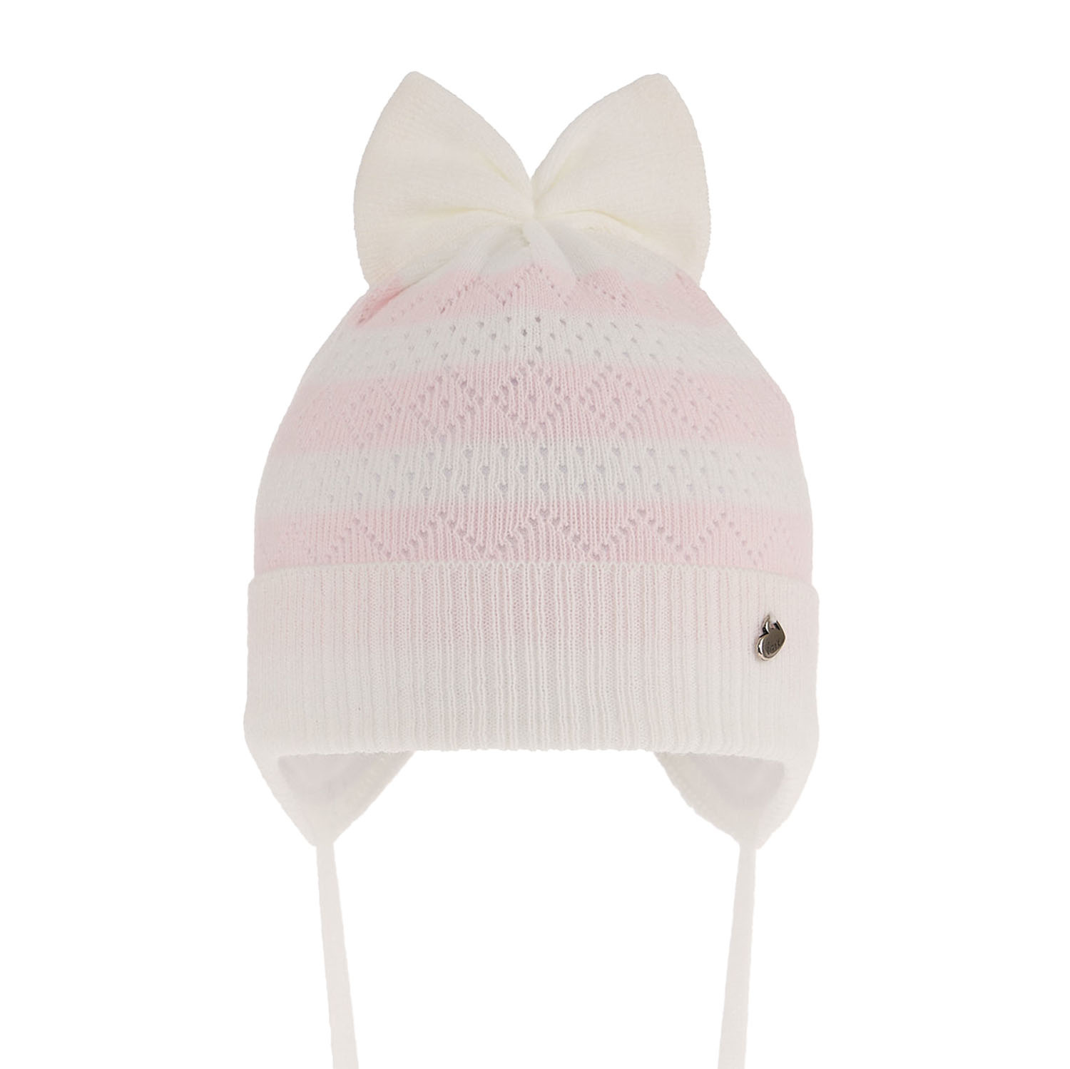 Bonnet automne/printemps fille, blanc, avec liens, Leda