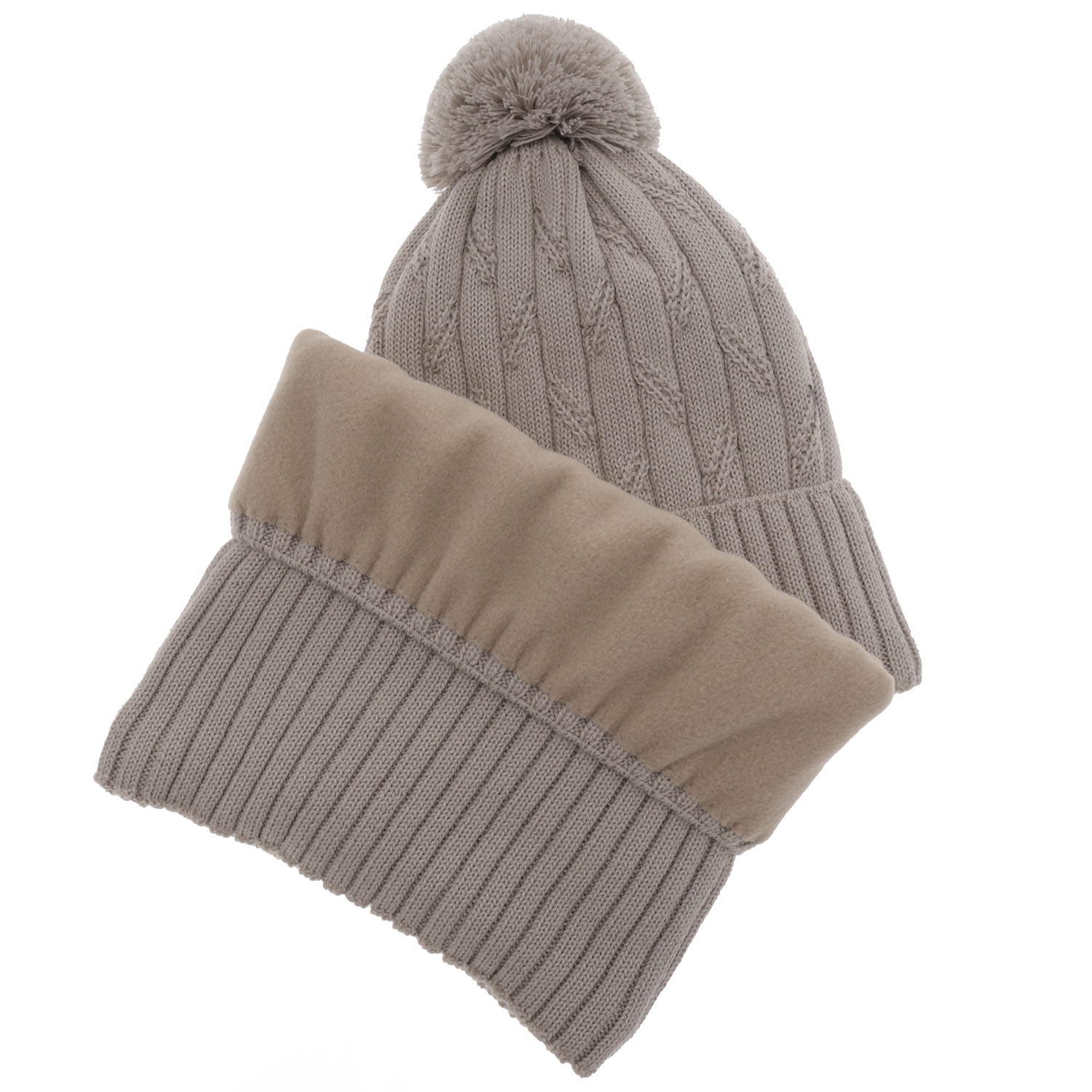 Ensemble d'hiver garçon: bonnet et snood, bleu, avec pompon, avec laine mérinos, Talar