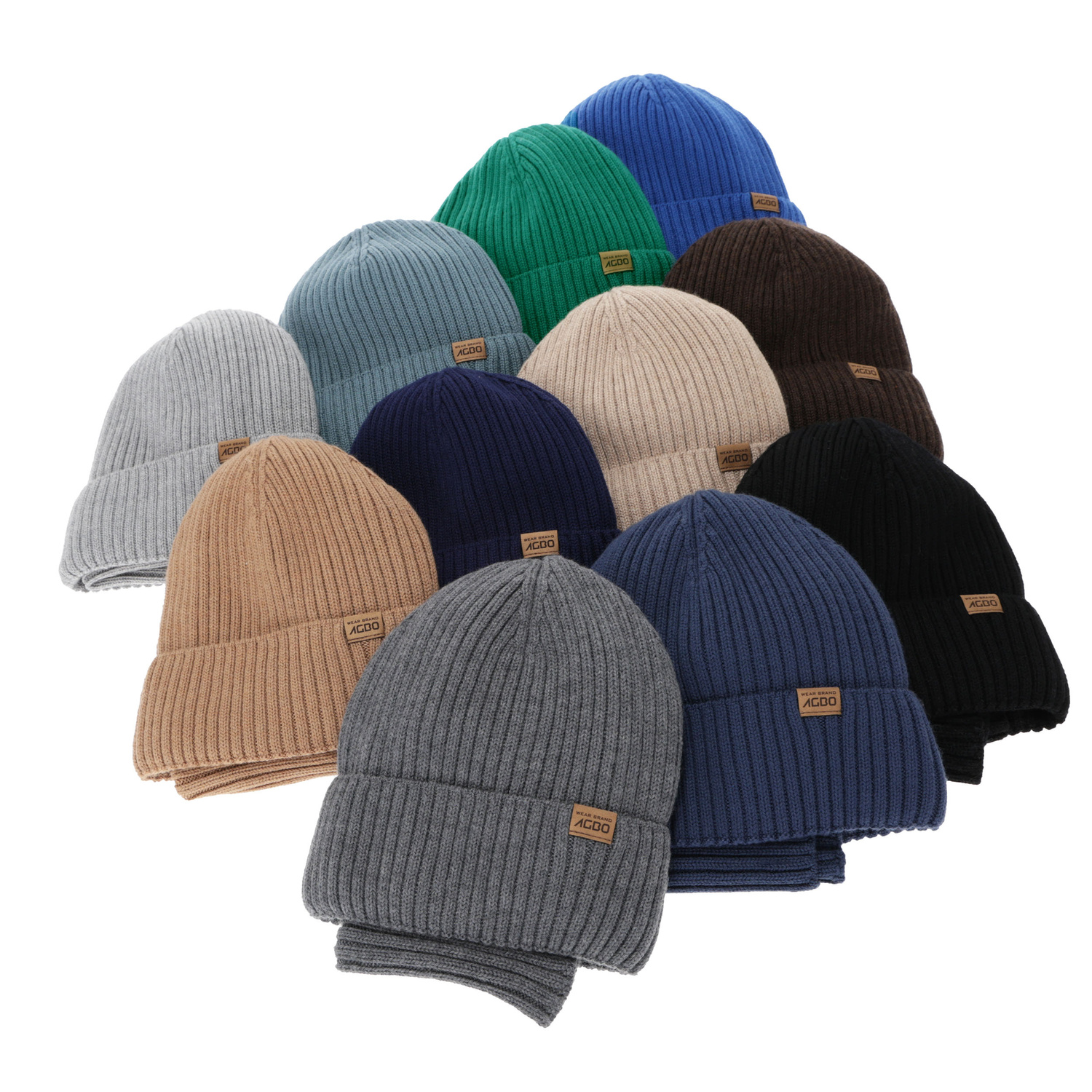 Bonnet et snood garçon, d'hiver, 100% Laine Mérinos, avec doublure en laine mérinos, bleu, Domin