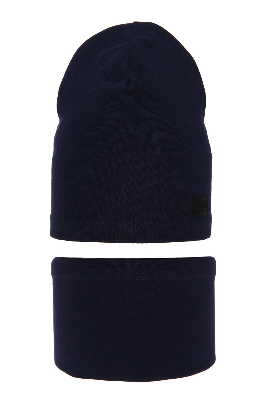 Ensemble automne/printemps garçon: bonnet et snood, bleu marine, en coton, Frizi