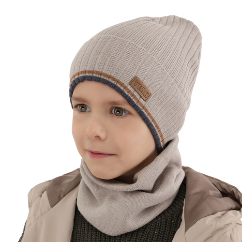 Ensemble automne/printemps garçon: bonnet et snood, avec coton, bleu, en coton, London