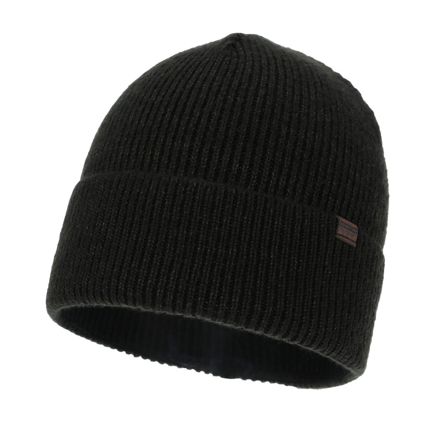 Bonnet d'hiver homme, noir-vert, avec laine mérinos, Korins