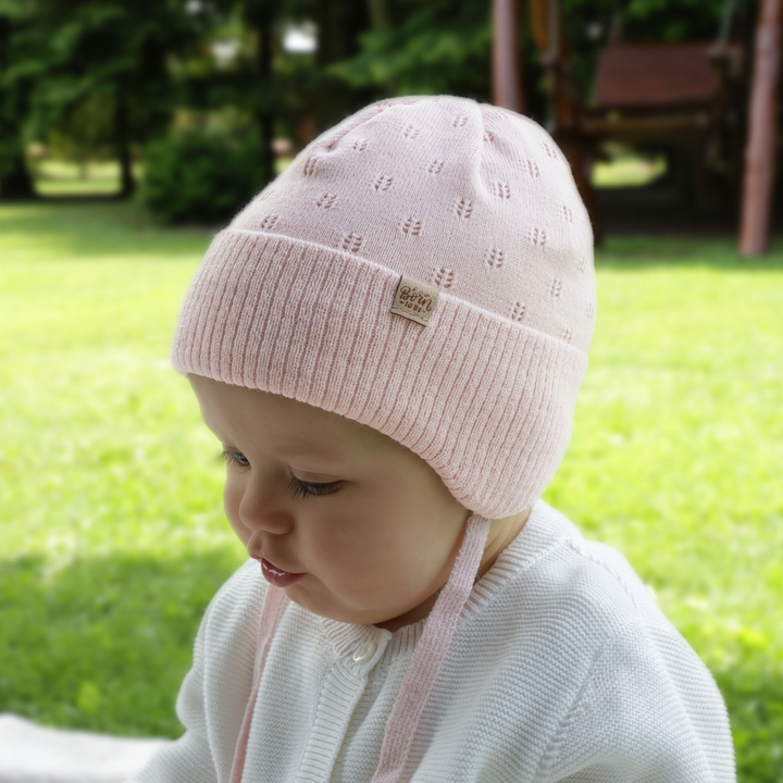 Bonnet automne/printemps fille, beige, avec liens, Froya