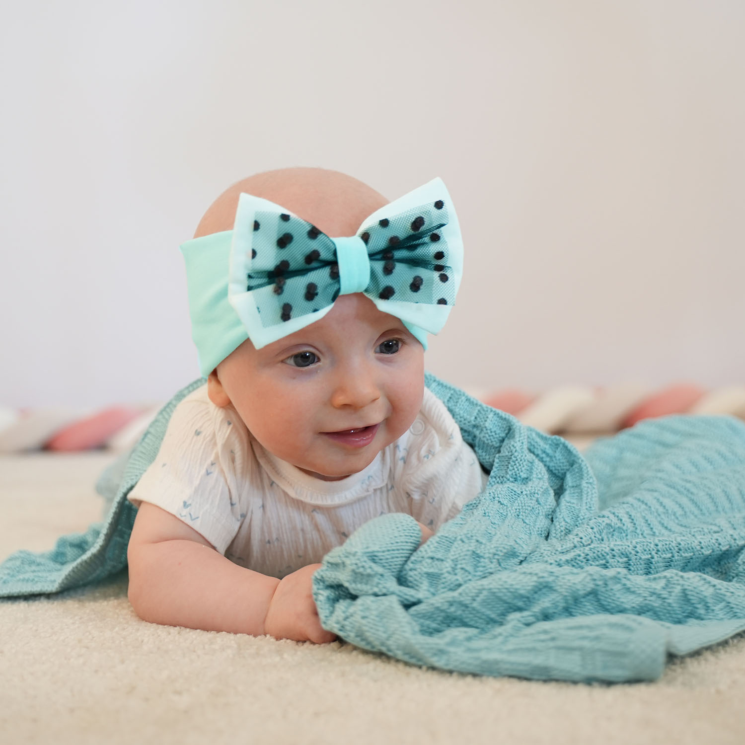 Opaska automne/printemps fille, menthe, en coton, avec nœud, Celinka