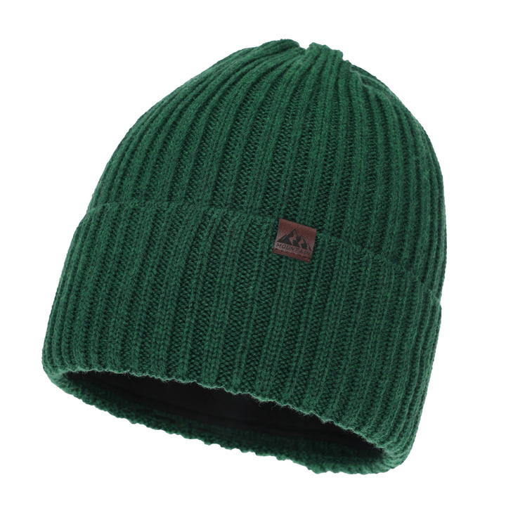 Bonnet d'hiver homme, vert, avec laine mérinos, Huno