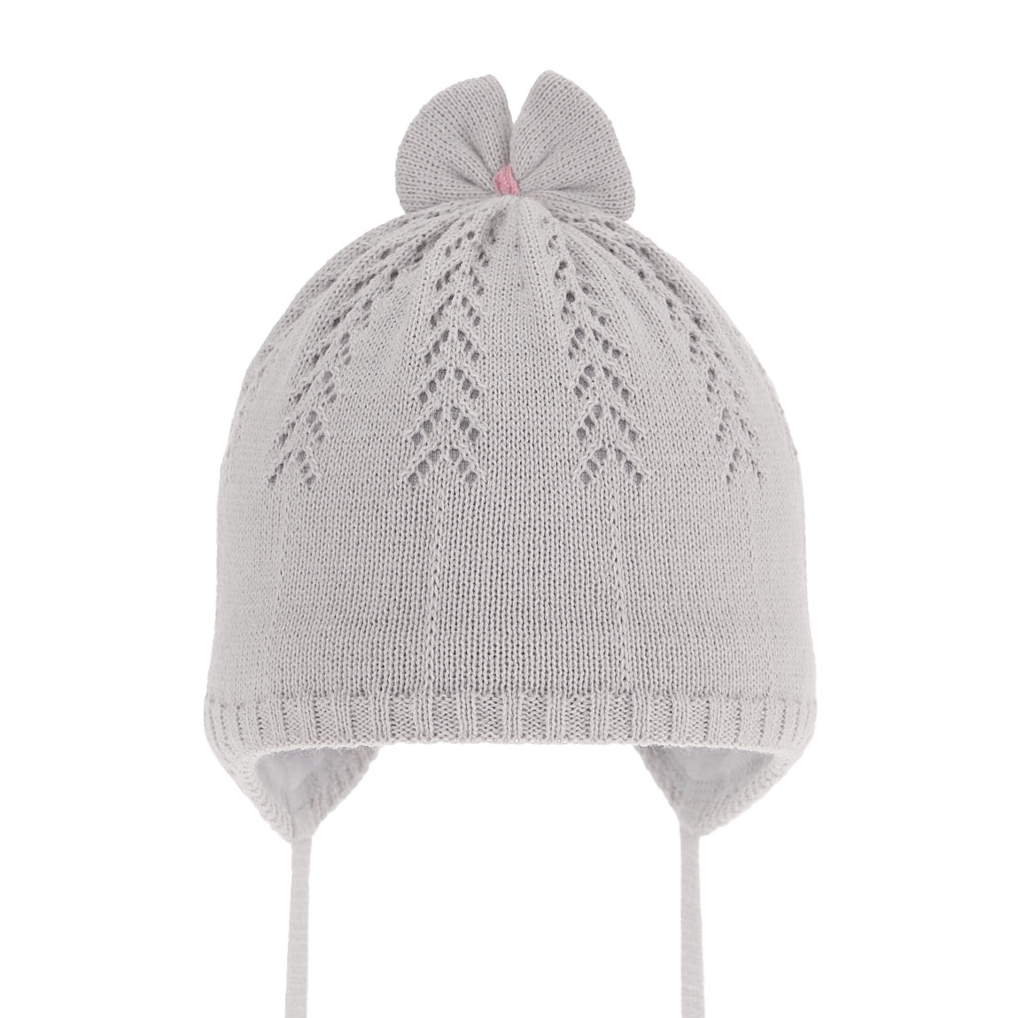 Bonnet automne/printemps fille, grise, avec liens, Ginara