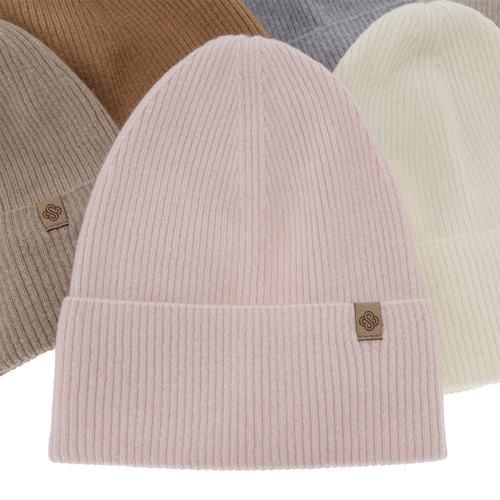 Bonnet automne/printemps femme, crème, avec laine mérinos et cachemire, Alineta