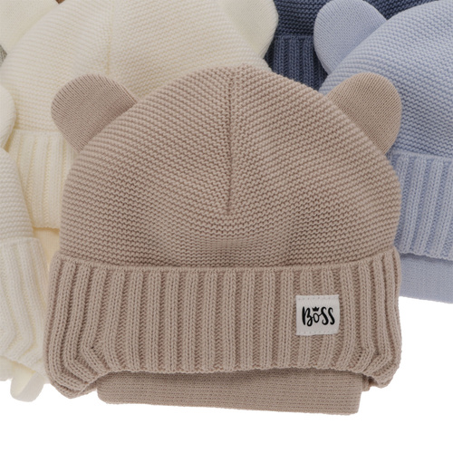 Ensemble d'hiver garçon: bonnet et écharpe, jaune, avec liens, Luciano