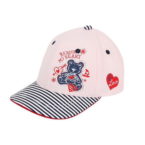 Casquette fille printemps, rose, en coton, à visière rayée, Ala