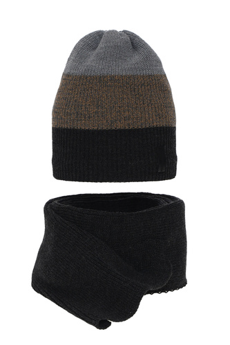 Ensemble d'hiver garçon: bonnet et écharpe, gris, Sonik