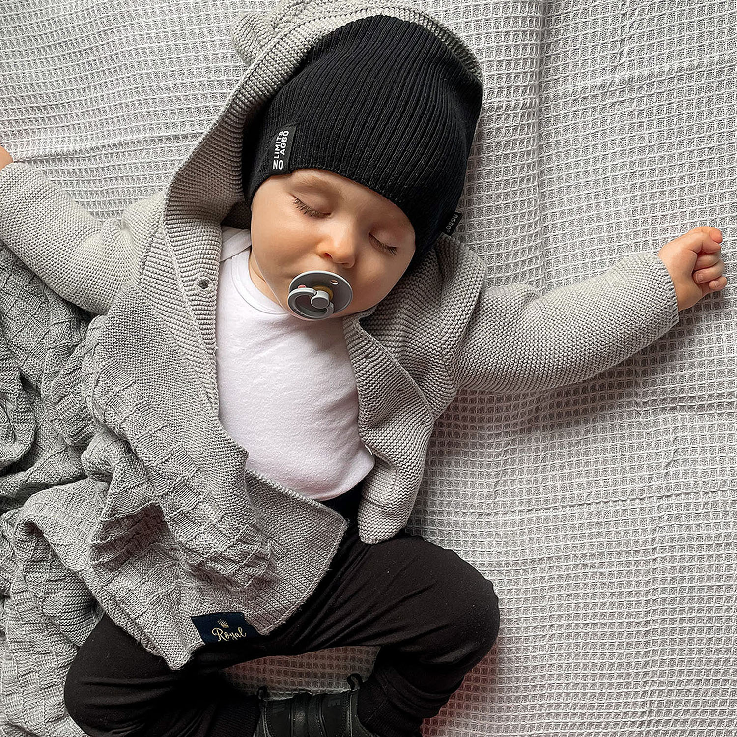 Ensemble automne/printemps garçon: bonnet et snood, avec coton, bleu, Tunis