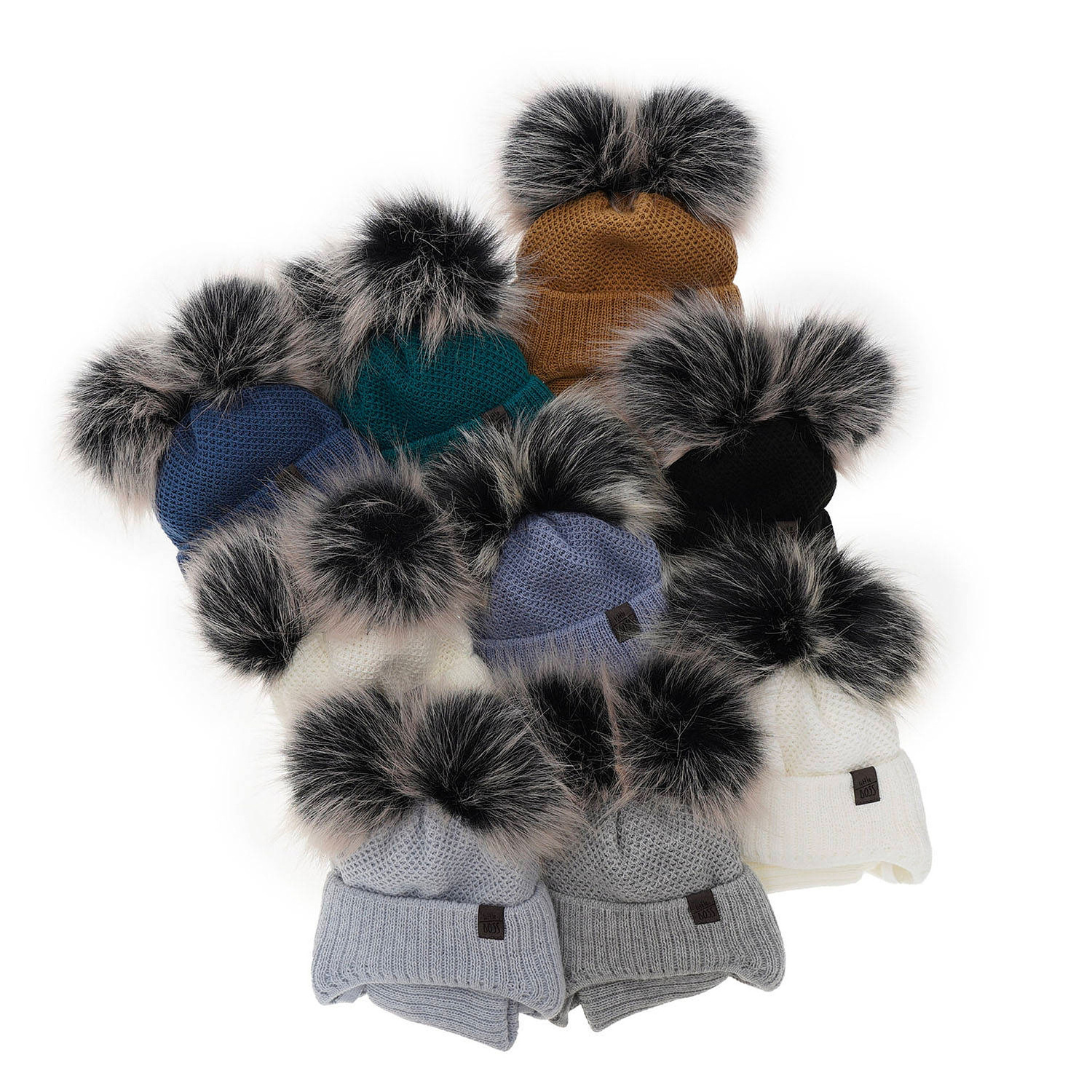Ensemble d'hiver garçon: bonnet et snood, bleu, avec deux pompons, avec liens, Randel