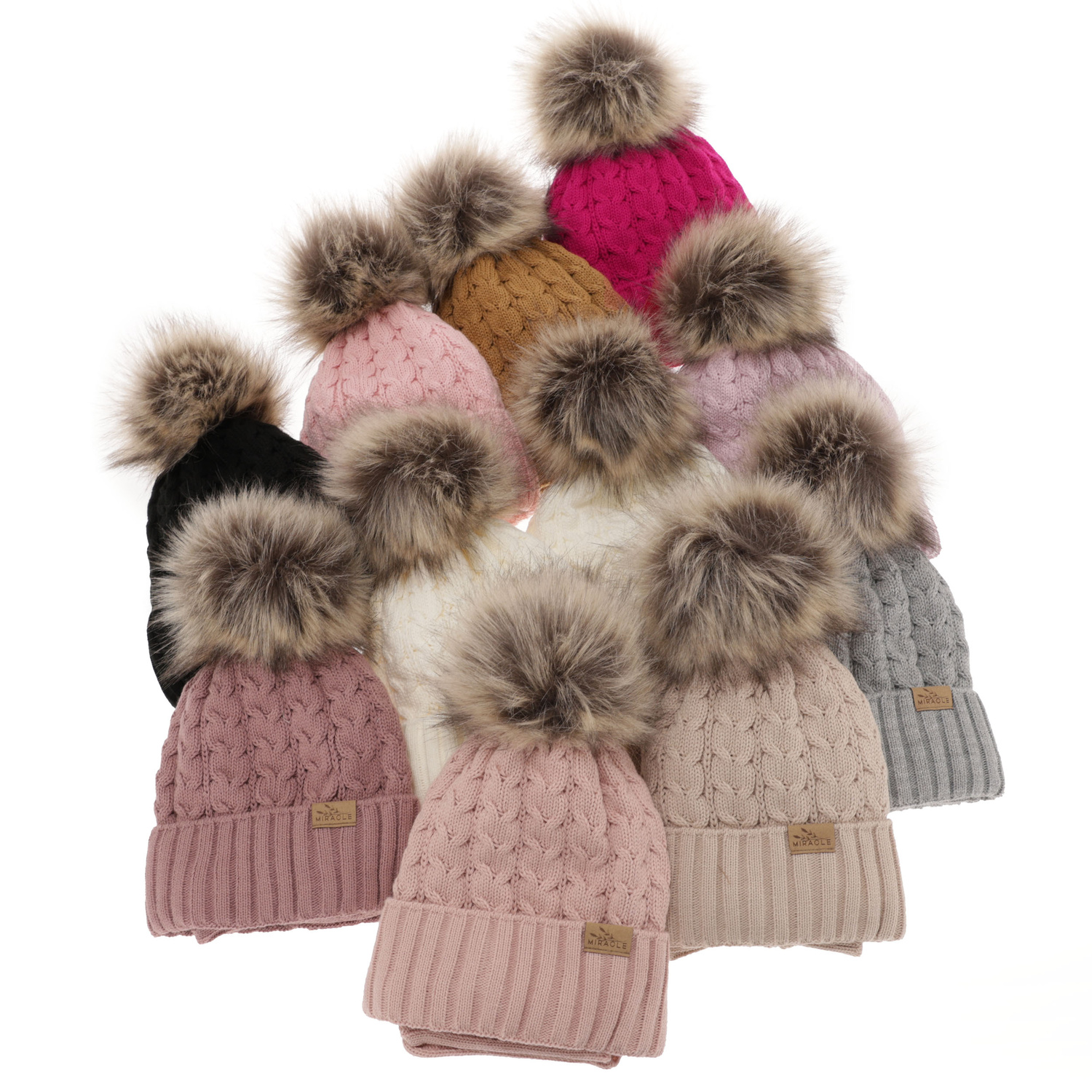 Ensemble d'hiver fille: bonnet et snood, amarante, avec pompon, Tanzania