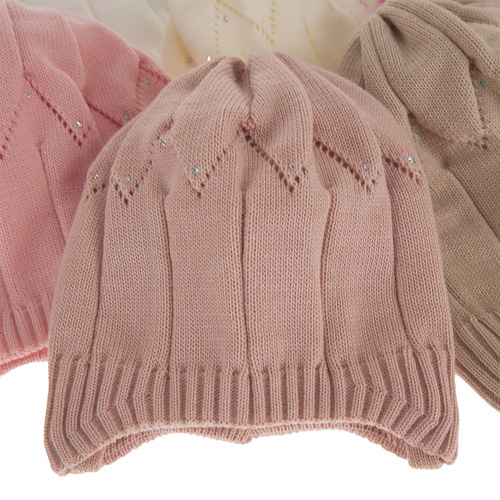Bonnet automne/printemps fille, crème, avec liens, Mercja