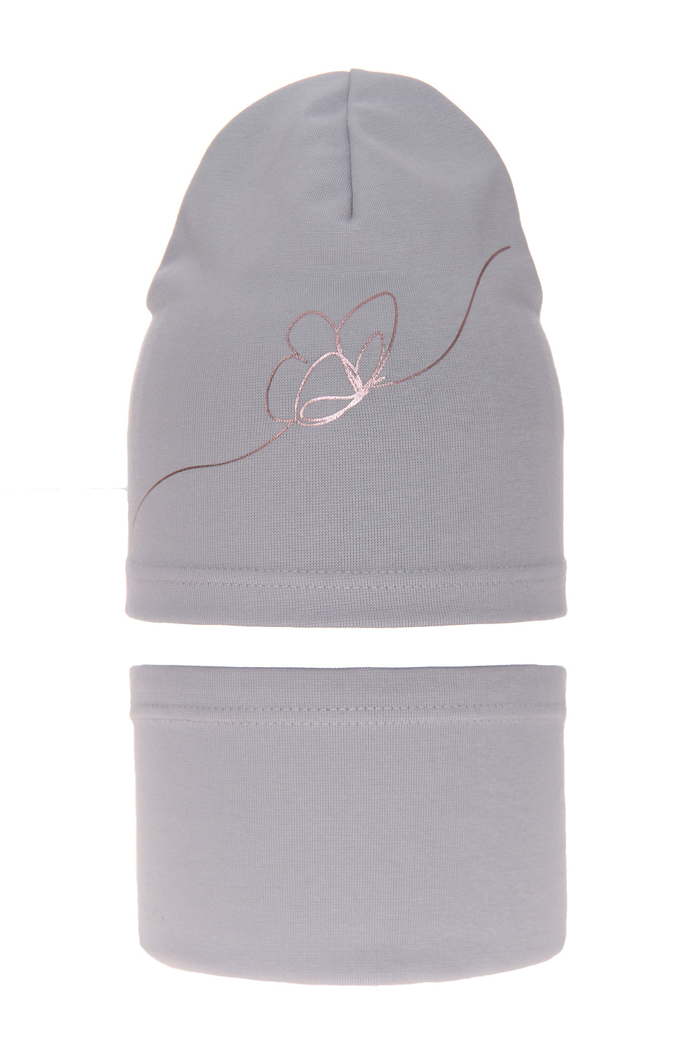 Ensemble automne/printemps fille: bonnet et snood, gris, en coton, Jula