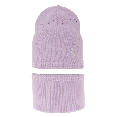 Ensemble automne/printemps fille: bonnet et snood, avec coton, violet, Amarilla