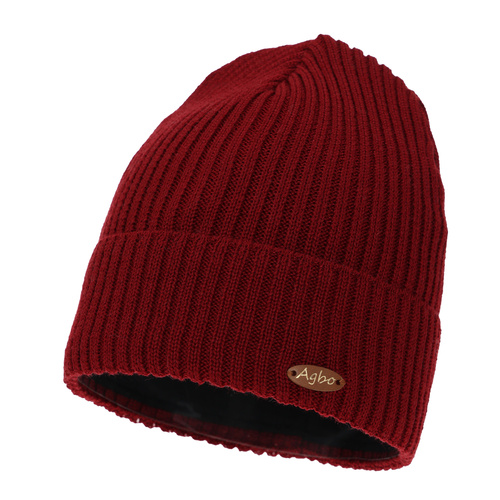 Bonnet d'hiver pour femme, bordeaux, avec laine mérinos Shila