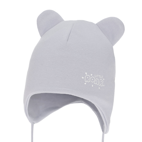 Bonnet automne/printemps garçon, gris, en coton, avec liens, Alrik