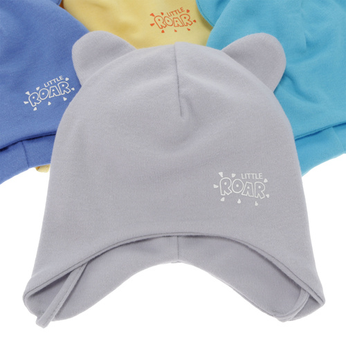 Bonnet automne/printemps garçon, gris, en coton, avec liens, Alrik