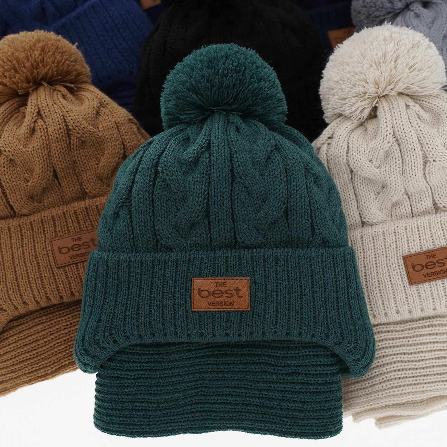 Ensemble d'hiver garçon: bonnet et écharpe, gris, avec pompon, Remix