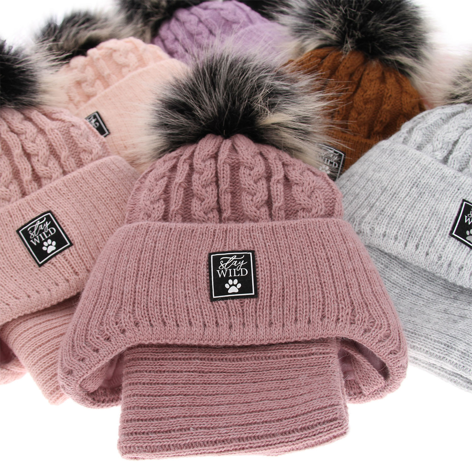 Ensemble d'hiver fille: bonnet et snood, violet, avec liens, avec pompon, Melodia