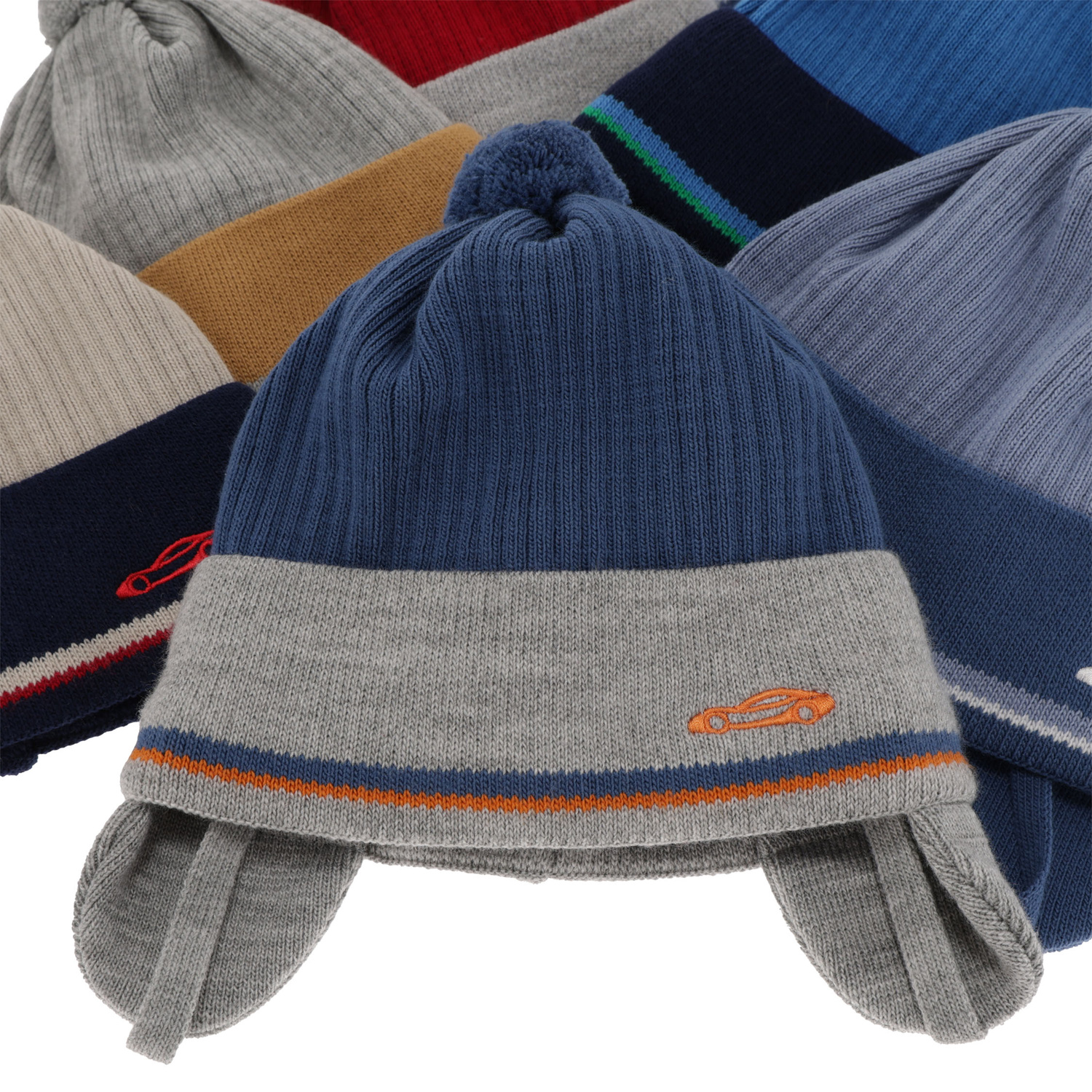 Bonnet automne/printemps garçon, gris, avec pompon, wiązana, Jacob